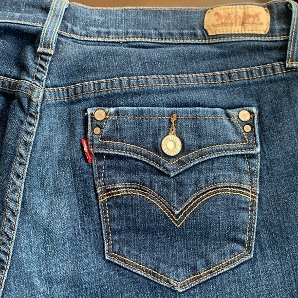 Levi's 505 Straight Leg High Rise Back Flap Pocket Blue Jeans Size 10 - Picture 6 of 9